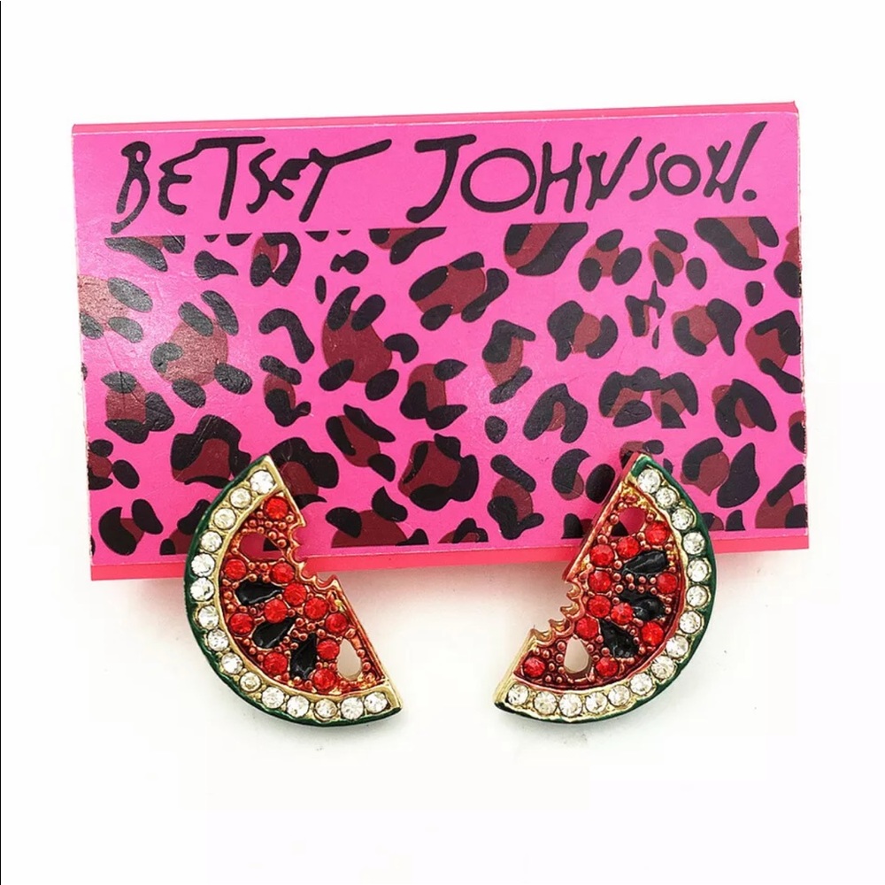 NWT BETSEY JOHNSON RED WATERMELON EARRINGS